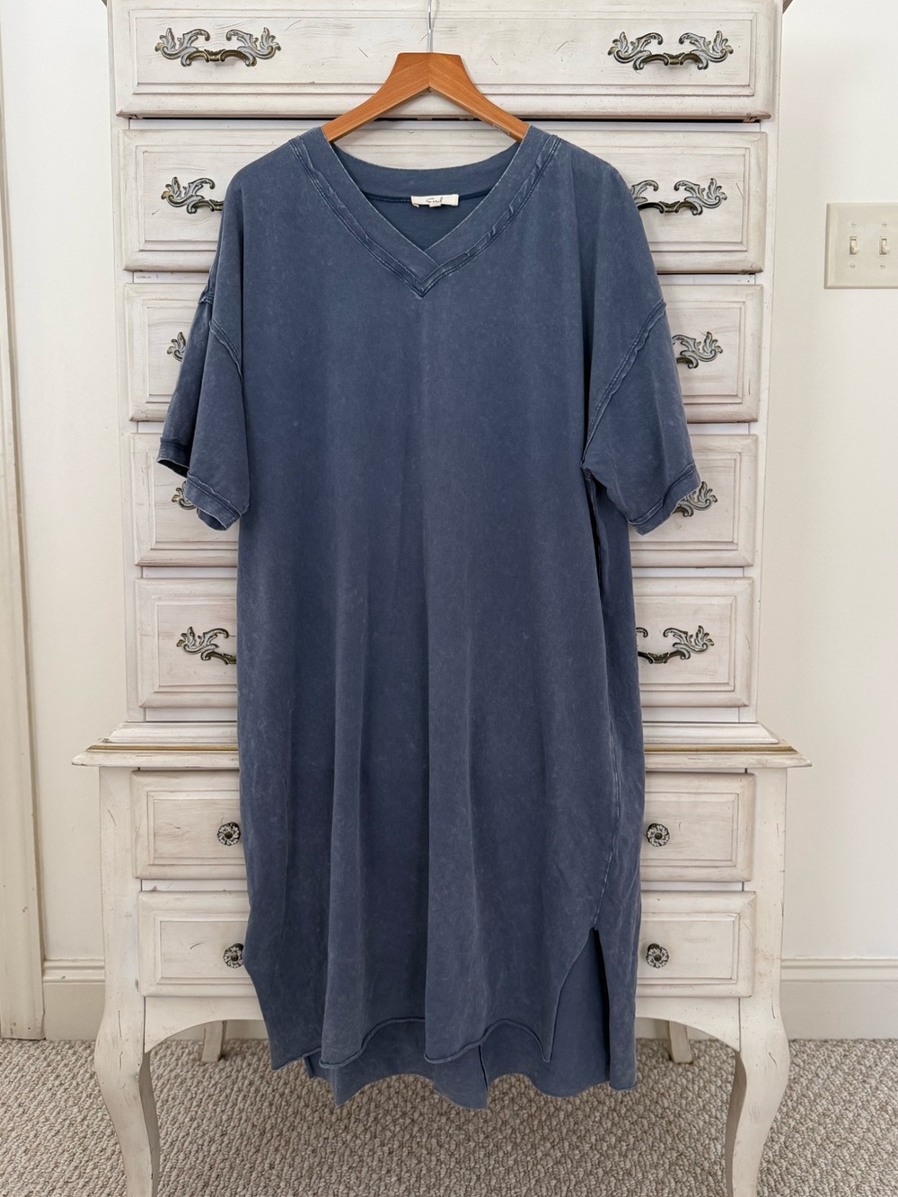 Vici Blue Mineral Wash Cotton T-Shirt Dress
